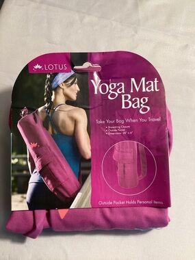 Lotus Pink Yoga Mat Bag With Drawstring and Outside Pocket New